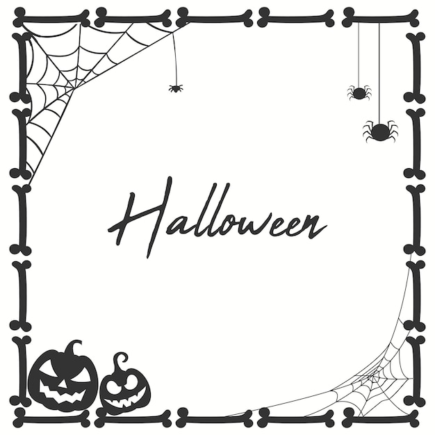 Marco decorativo de calavera de hueso de halloween con rama de árbol espeluznante