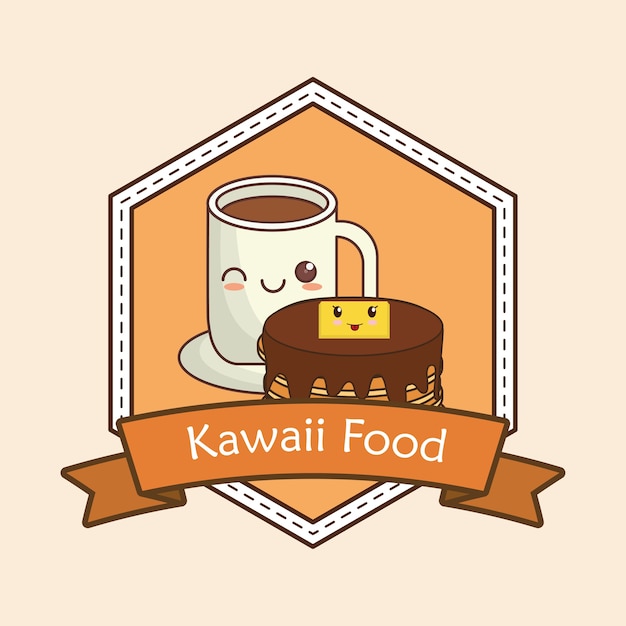 marco decorativo y cinta con taza de café kawaii