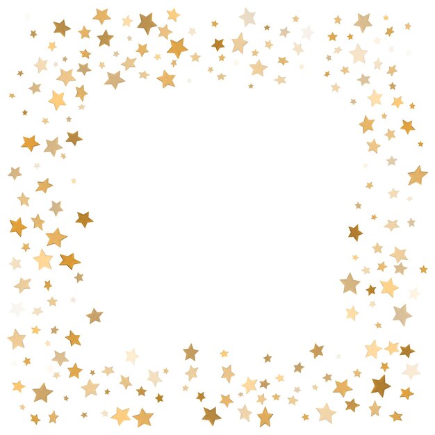 Marco decorativo de confeti en forma de estrella brillante dorado
