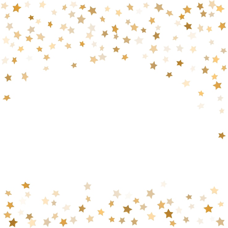 Vector marco decorativo de confeti en forma de estrella brillante dorado