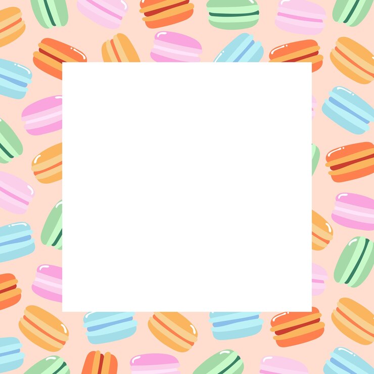 Vector marco decorativo hecho de macarrones coloridos en una variedad de sabores fondo para carteles de pancartas f