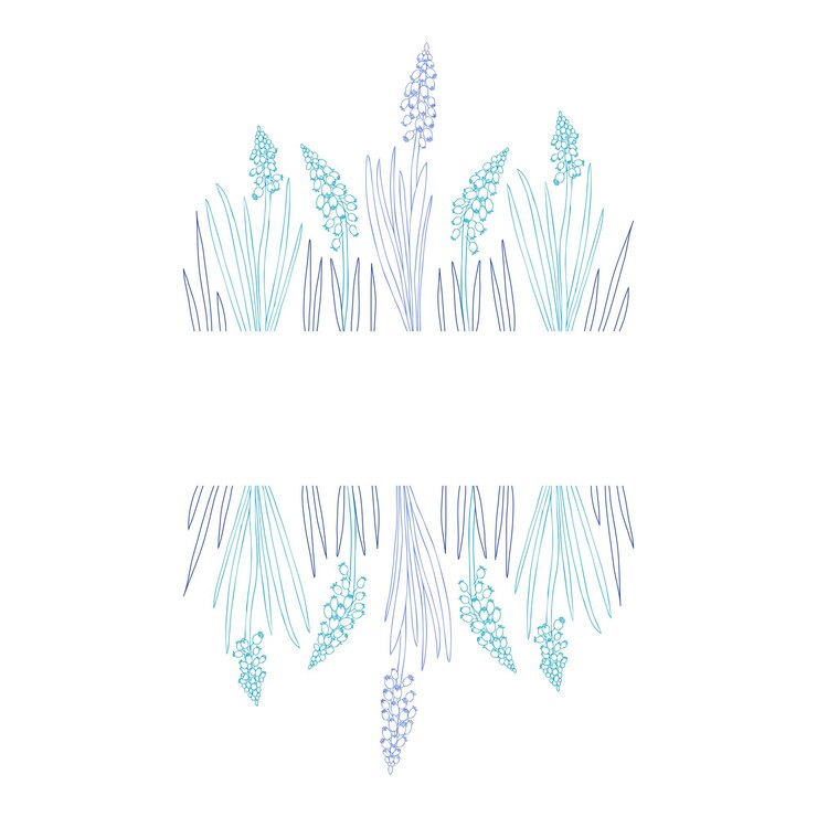 Vector marco decorativo música flor tinta dibujada a mano aislada en la línea de arte de la rama de jacinto floral blanco