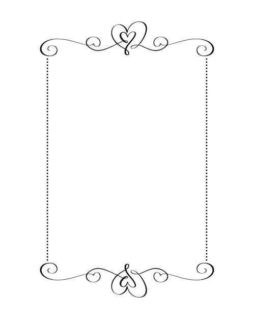 Vector marco decorativo ornamental de caligrafía vectorial con corazón. adorno de san valentín para decoración, diseño de boda