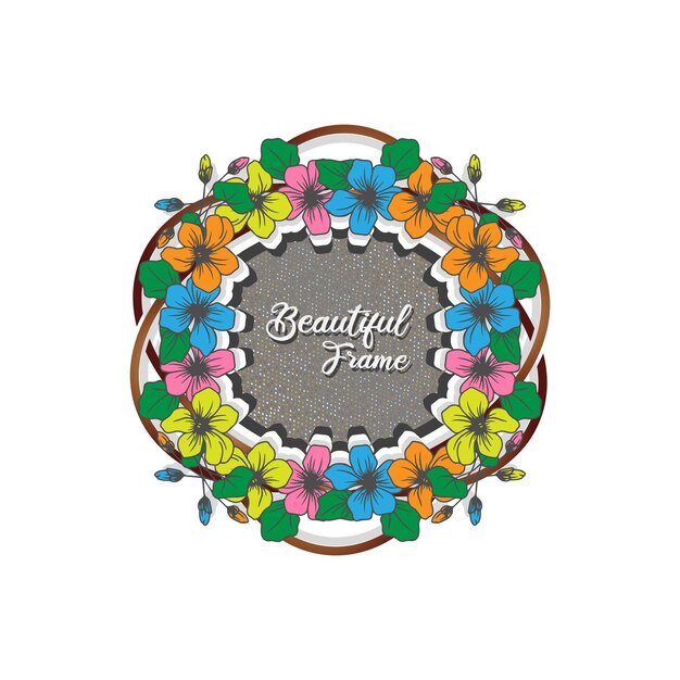 marco decorativo con textura de puntos brillantes, diseño colorido de hojas y flores