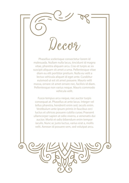 Marco decorativo vectorial elemento elegante para el diseño de plantillas lugar para el texto
