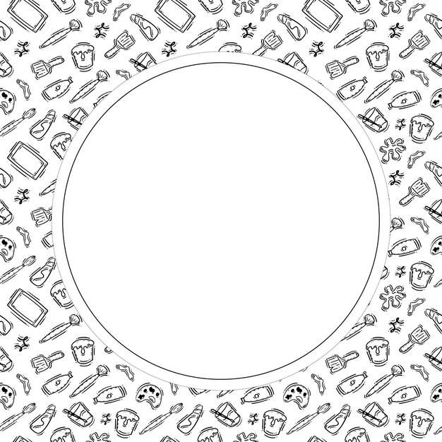 Marco de dibujo a mano herramienta de artista suministros de arte fondo