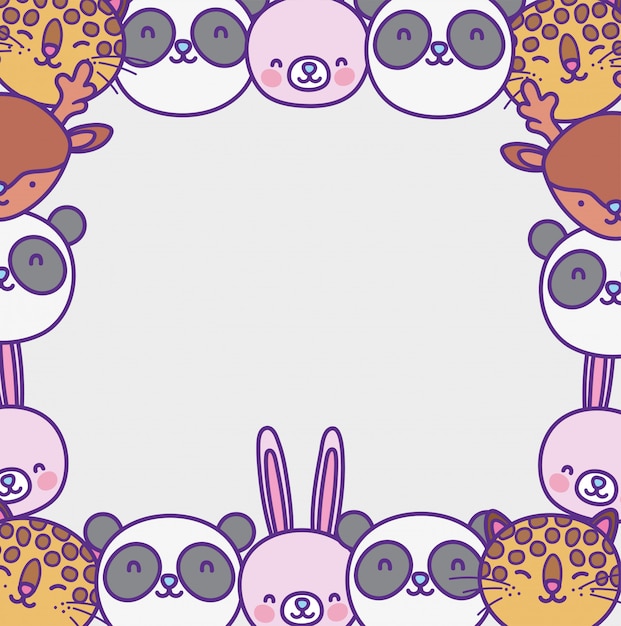 Marco de dibujos animados de animales lindos