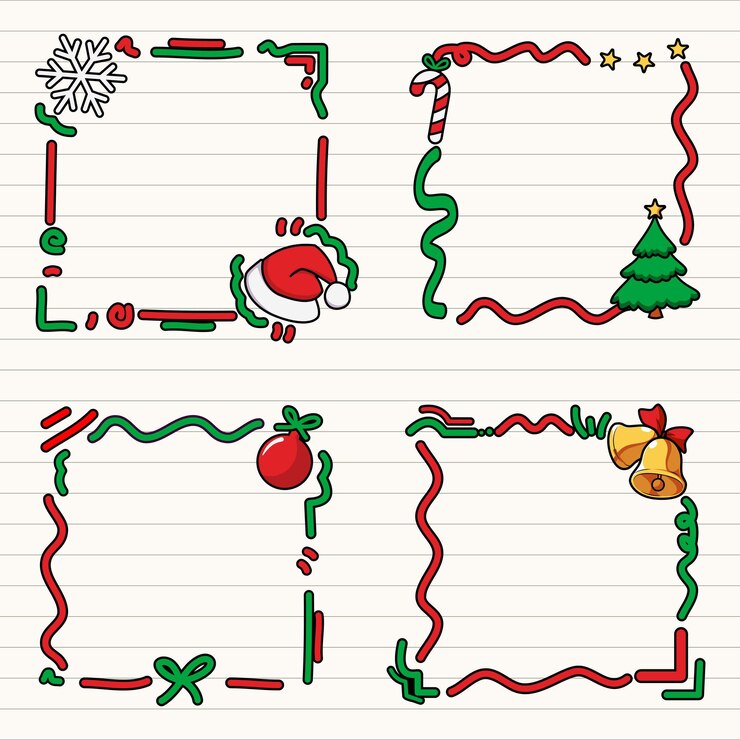 Marco de dibujos de Navidad dibujado a mano