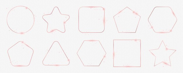 Marco de diferentes formas geométricas de oro rosa brillante