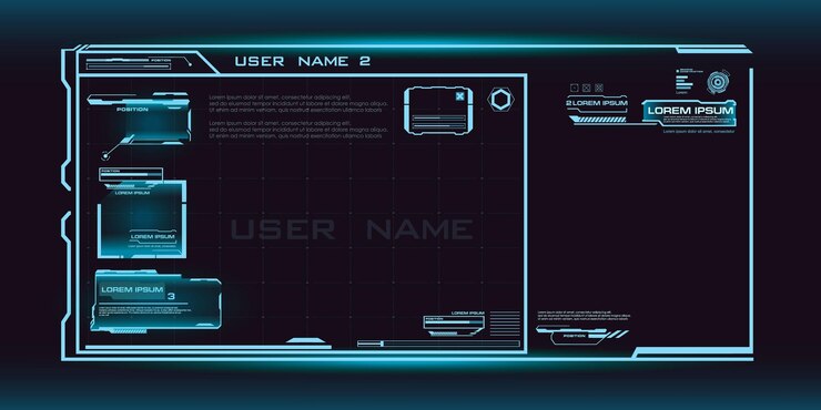 Vector marco digital futurista tecnología de marco digital interfaz gráfica de usuario virtual diseño de interfaz con marco hud gui ui plantillas de diseño de cuadros de información futurista