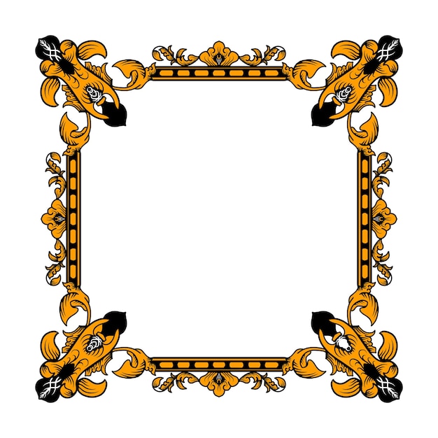 un marco con un diseño dorado y negro en él