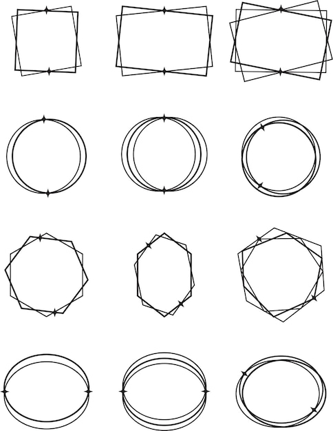 Marco de Doodle conjunto de elementos de dibujo a mano minimalista