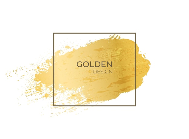 Marco dorado Textura grunge de oro realista en forma geométrica Forma cuadrada de contorno sobre fondo metálico Plantilla decorativa de frotis de pintura con espacio de copia Marco en blanco vectorial