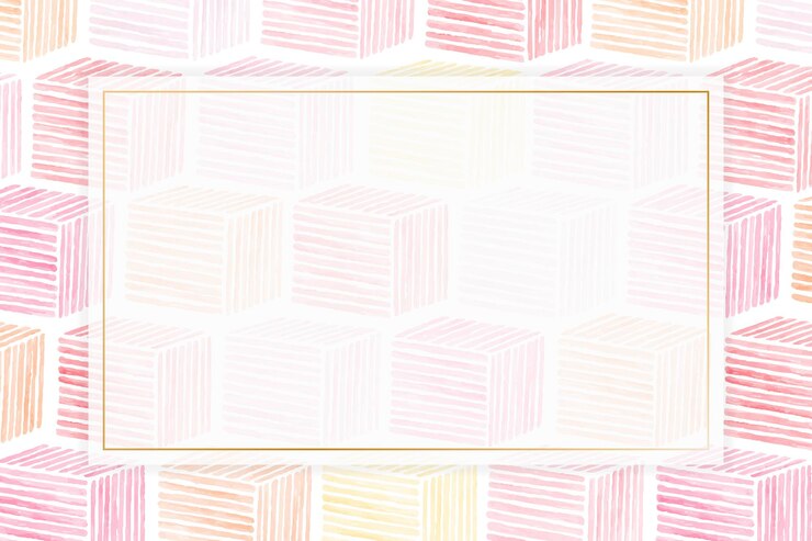 Vector marco dorado con vector de fondo estampado transparente cúbico rosa