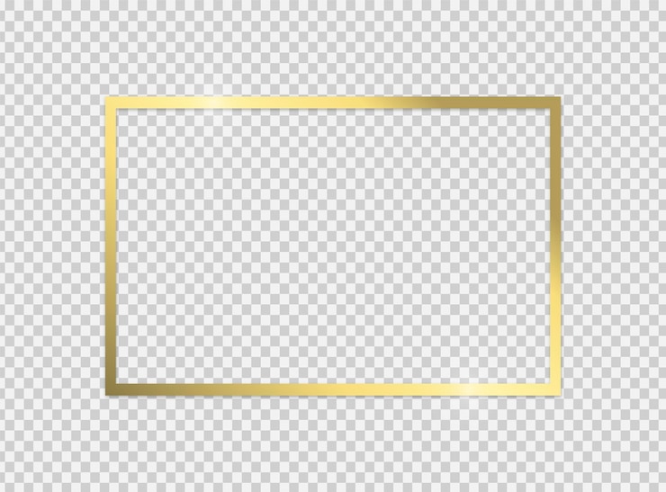 Vector marco dorado vectorial borde rectangular de moda marco dorado aislado en un fondo transparente útil