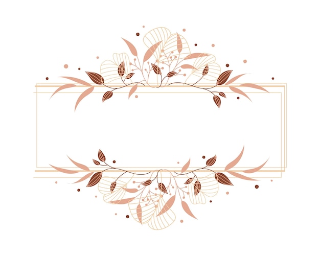 marco elegante con flores y hojas icono aislado vector ilustración diseño