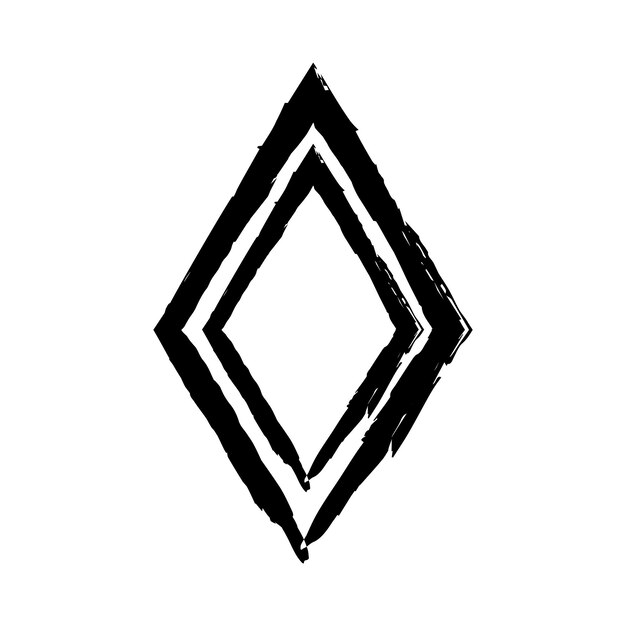 Marco elemento de textura de rombo contorno icono de forma de borde grunge garabateo decorativo para el diseño en ilustración vectorial