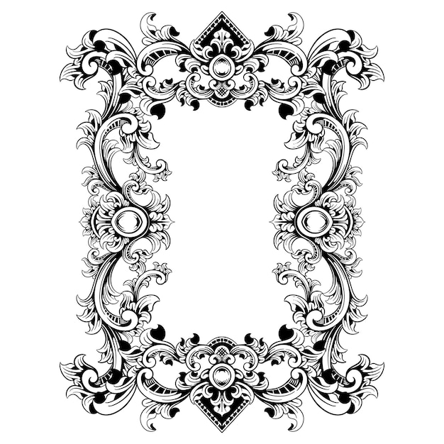 marco de espejo barroco vector decoración imperial elemento de diseño rica línea tallada arte ornamento