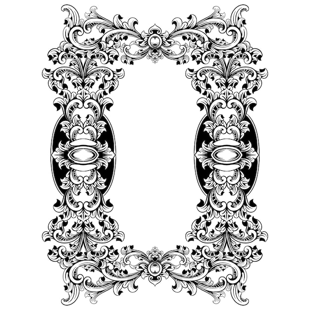marco de espejo barroco vector decoración imperial elemento de diseño rica línea tallada arte ornamento
