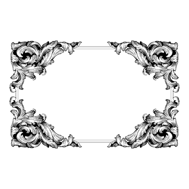 Marco de esquina de borde ornamental floral barroco