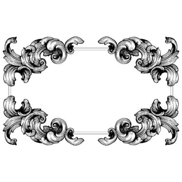 Marco de esquina de borde ornamental floral barroco