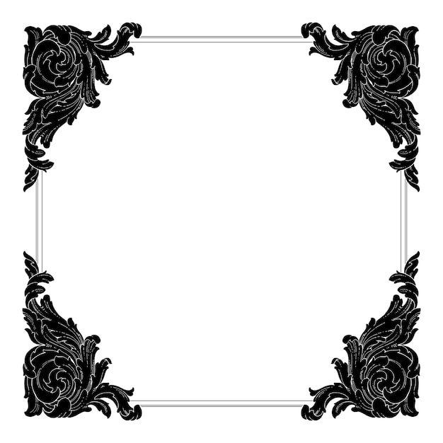 Marco de esquina de borde ornamental floral barroco