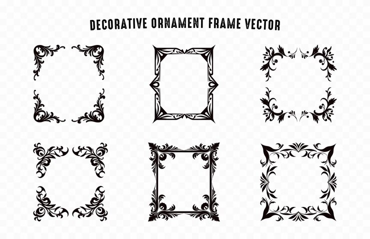 Marco de esquina decorativo Conjunto vectorial Conjunto de esquinas y bordes vintage ornamentales