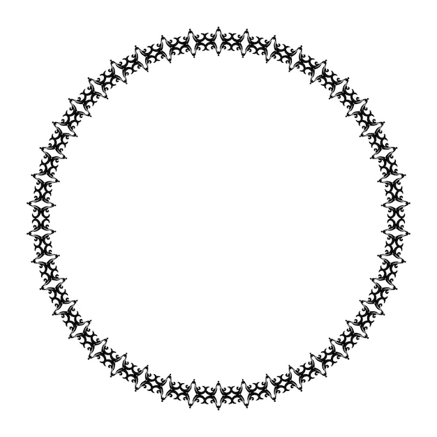 Marco estampado circular en blanco y negro Bordes ovalados Decoración elegante en estilo oriental