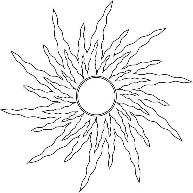 Marco de estilo grabado dibujado a mano en forma de ilustración vectorial de rayos solares