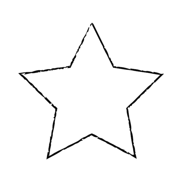 Marco de estrella grunge con borde dibujado a mano icono de forma vectorial para el diseño de elementos de doodle vintage decorativos