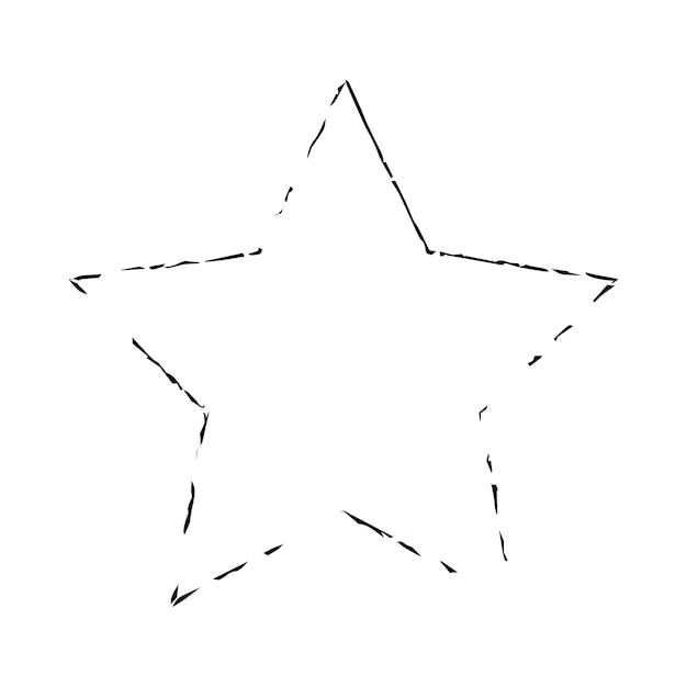 Marco de estrella grunge con borde dibujado a mano icono de forma vectorial para el diseño de elementos de doodle vintage decorativos