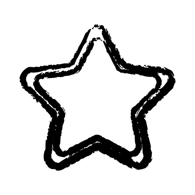 Marco de estrella grunge con borde dibujado a mano icono de forma vectorial para el diseño de elementos de doodle vintage decorativos