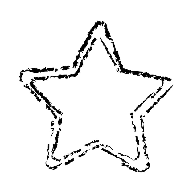 Marco de estrella grunge con borde dibujado a mano icono de forma vectorial para el diseño de elementos de doodle vintage decorativos