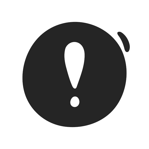 Marco de exclamación de Doodle en forma redonda negra señal de información de alerta de peligro de la campana de notificación
