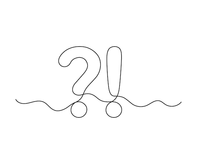 Marco de exclamación de pregunta una línea dibujo continuo estilo de diseño de minimalismo sencillo lineal