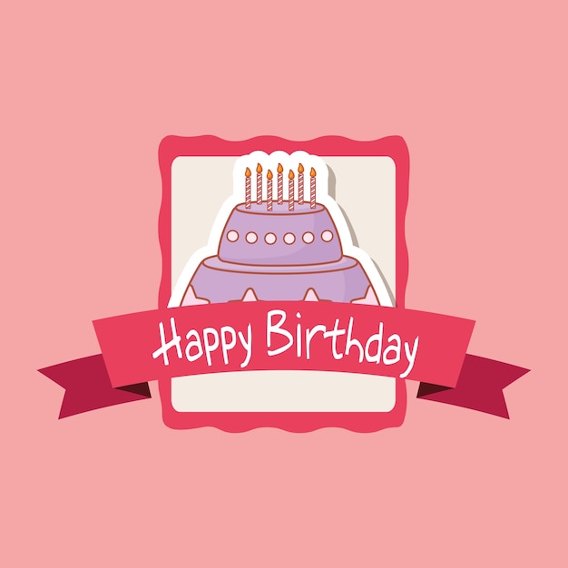 Marco de feliz cumpleaños con dulce pastel