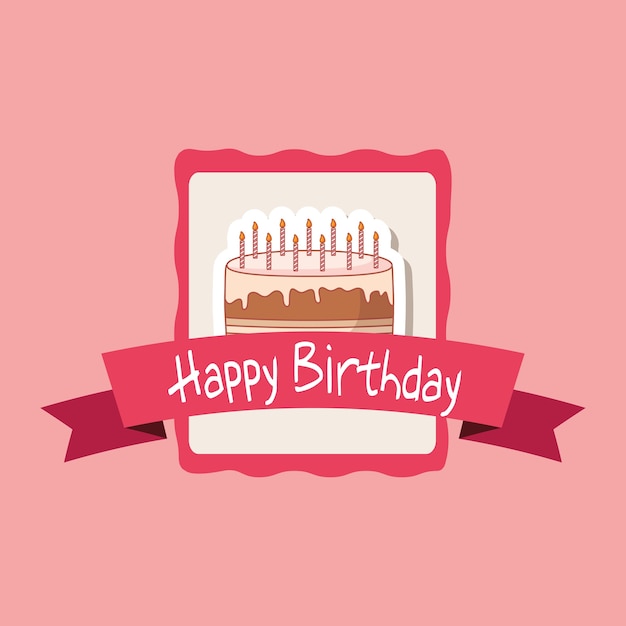 Marco de feliz cumpleaños con dulce pastel