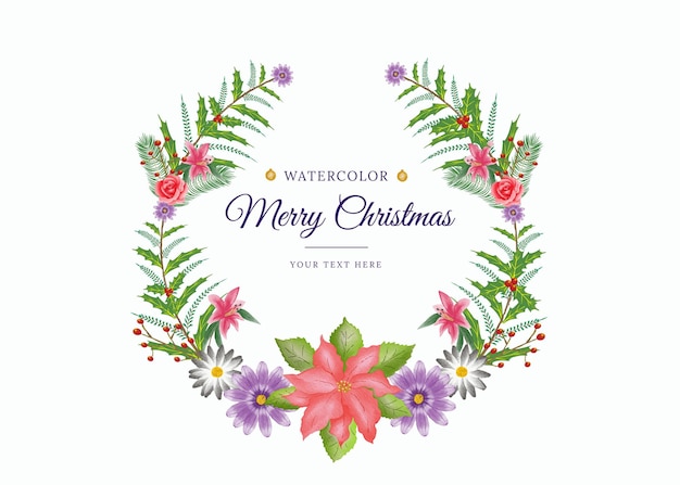 Vector marco floral acuarela feliz navidad