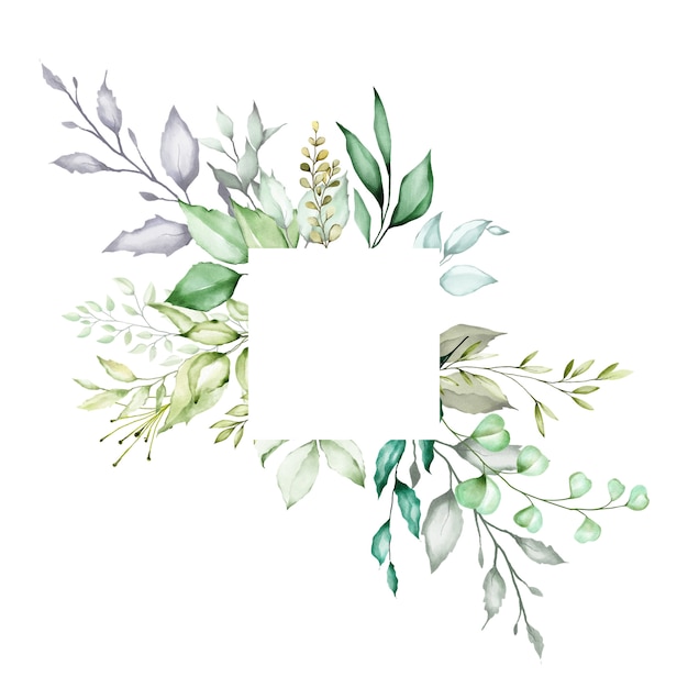 Marco floral acuarela fondo multiusos