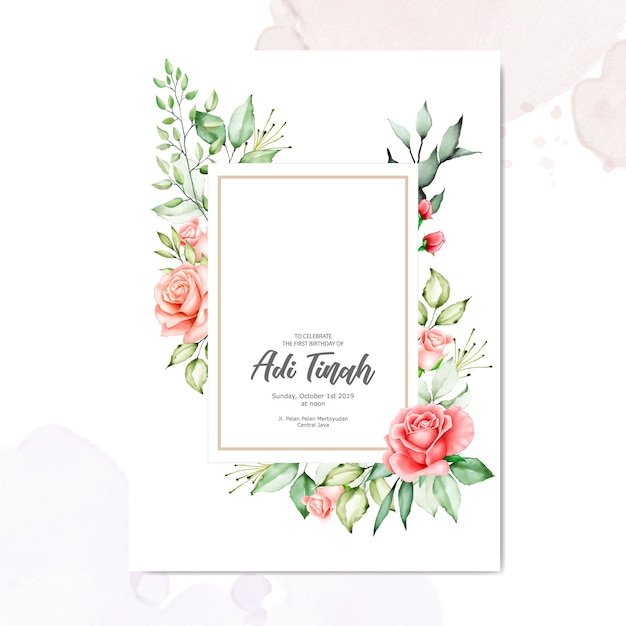 Marco floral acuarela fondo multiusos