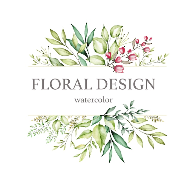 Marco floral acuarela fondo multiusos