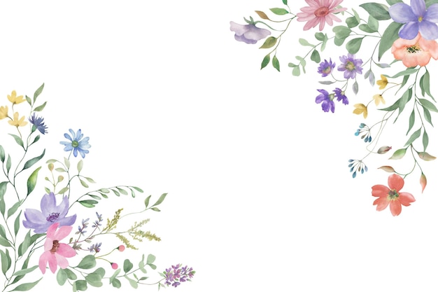 Marco floral de acuarela Ilustración dibujada a mano aislada en fondo blanco Vector EPS
