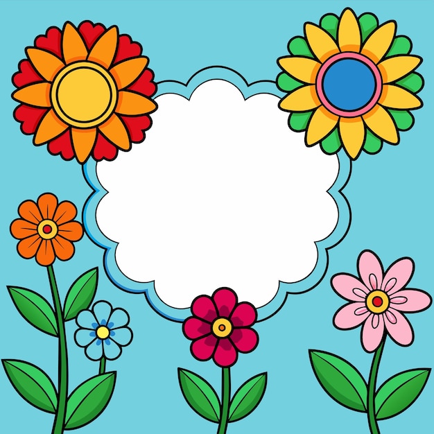 Vector marco floral decorativo para el aniversario de bodas para tarjetas de felicitación con icono de pegatina dibujado a mano