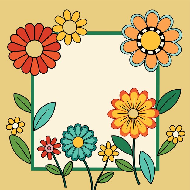 Vector marco floral decorativo para el aniversario de bodas para tarjetas de felicitación con icono de pegatina dibujado a mano