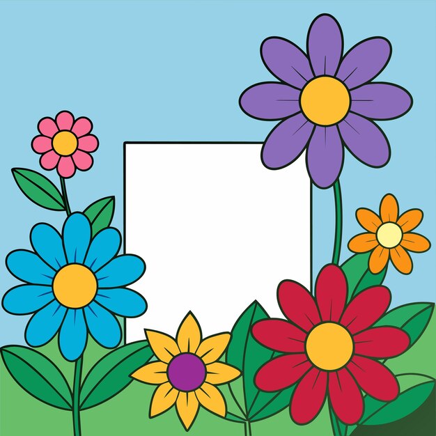 Vector marco floral decorativo para el aniversario de bodas para tarjetas de felicitación con icono de pegatina dibujado a mano