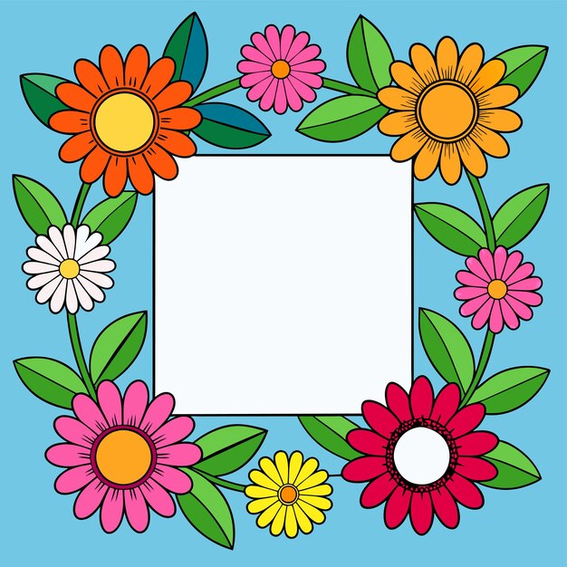 Vector marco floral decorativo para el aniversario de bodas para tarjetas de felicitación con icono de pegatina dibujado a mano