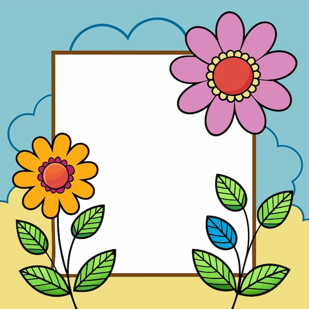 Vector marco floral decorativo para el aniversario de bodas para tarjetas de felicitación con icono de pegatina dibujado a mano