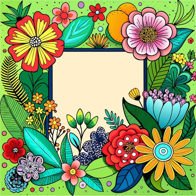 Vector marco floral decorativo para el aniversario de bodas para tarjetas de felicitación con icono de pegatina dibujado a mano