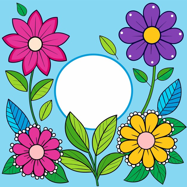 Vector marco floral decorativo para el aniversario de bodas para tarjetas de felicitación con icono de pegatina dibujado a mano