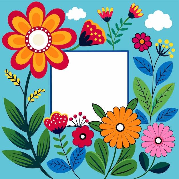 Marco floral decorativo para el aniversario de bodas para tarjetas de felicitación con icono de pegatina dibujado a mano